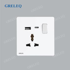 Bộ ổ cắm đơn đa năng kèm hạt USB