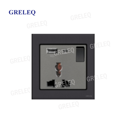 Bộ ổ cắm đơn đa năng kèm hạt USB có đèn Led